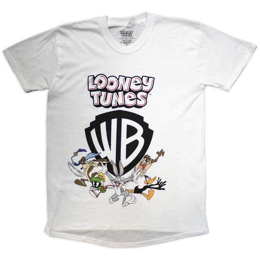 Looney Tunes Warner Bros Shield T-Shirt White New S
