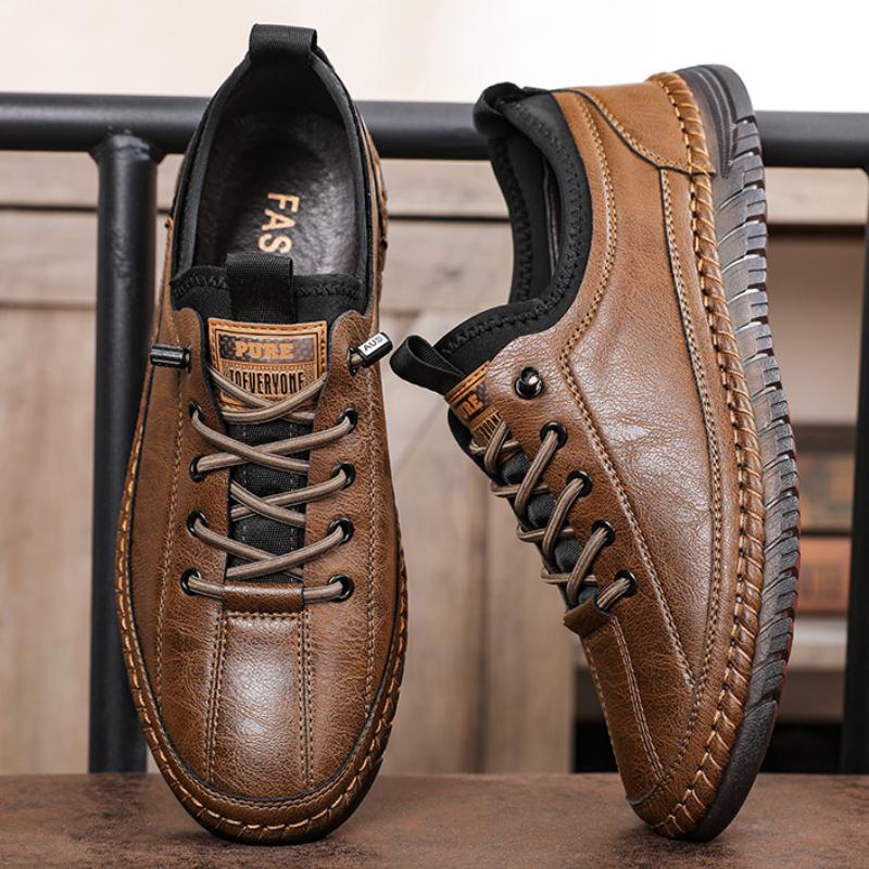 Sko for menn Skinn Uformelle håndlagde sko Utendørs fotturer Joggesko Menn Pustende snøring Sport Herresko Zapatos De Hombre