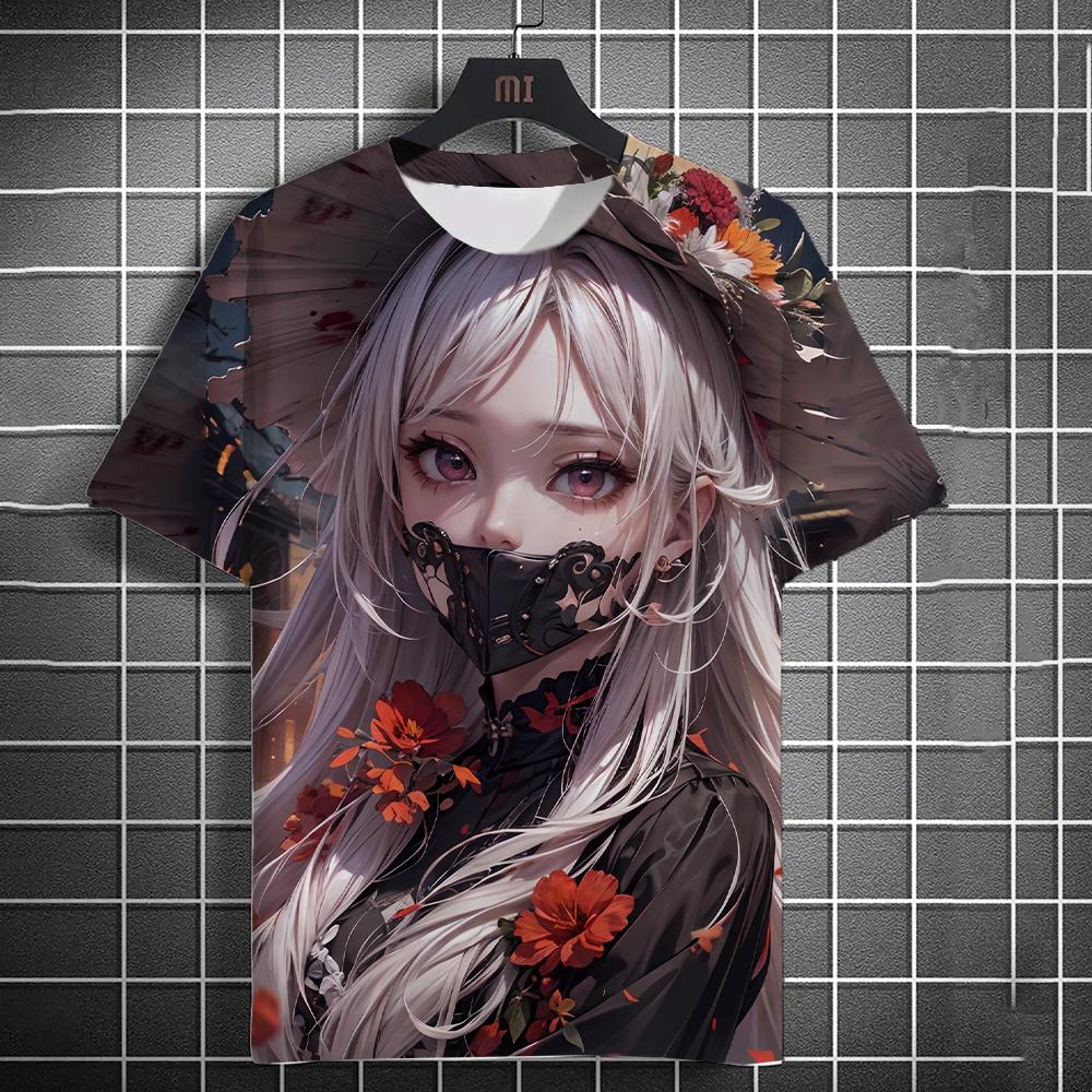 Summer Fashion Anime Girl 3D Print T-Shirts Streetwear Men Casual Oversized O-Neck Short Sleeved Tees Tops Clothing