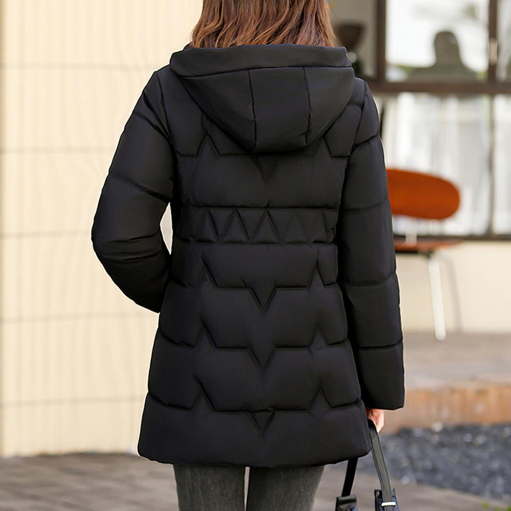 Women's Hooded Coat Ladies Winter Cotton Coat Thickened Warm Jacket