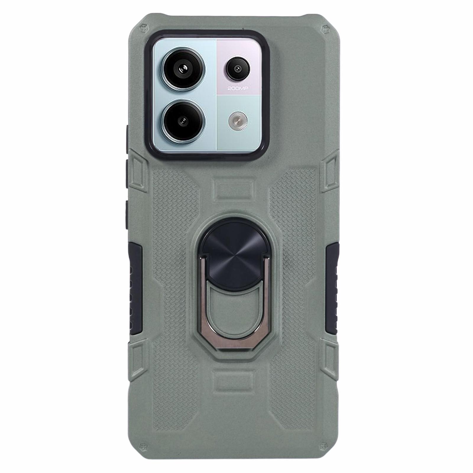 

For Xiaomi Redmi Note 13 Pro 5G/Poco X6 5G Phone Case Ring Kickstand PC+TPU Shockproof Cover Green