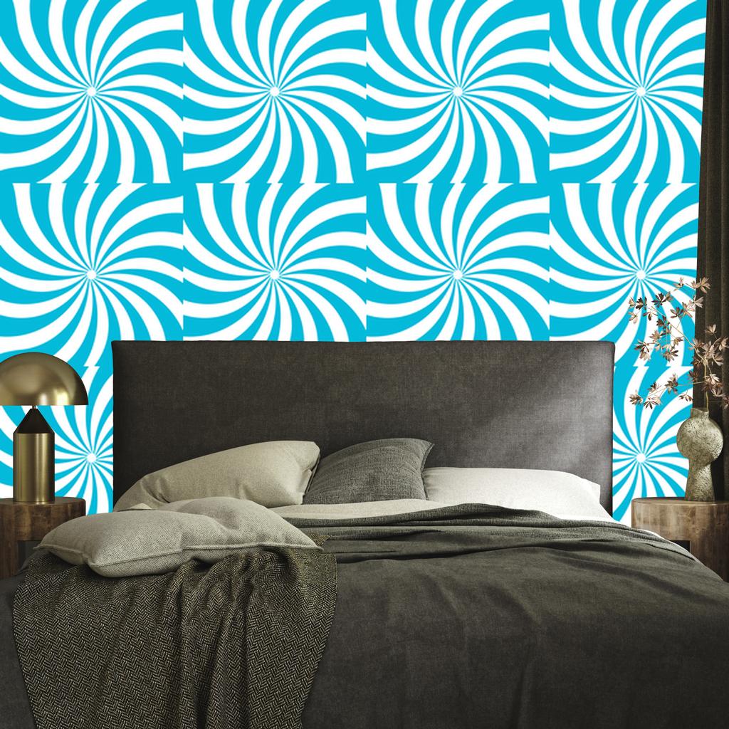 Hippie Wallpaper Background Turquoise and White for Living Room and Bedroom 50x1000