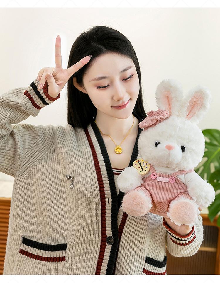 Painter Series Teddy Bear & Rabbit Plush Toy - Cute Doll Gift for Girls' Birthdays