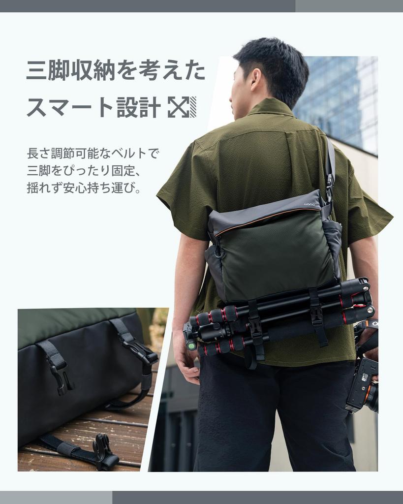 Llano Borsa Fotografica Borsa a Spalla borsa utile anche dopo Borsa a Spalla per Fotocamera con finitura per treppiede Leggera 6L Verde Serie S9 per tutti i giorni [A che è