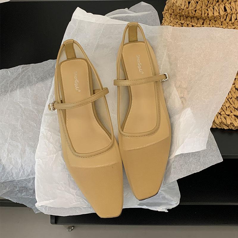 Mode Mode Netz Damen Ballerinas Mary Janes Schuhe Schnallenriemen Weibliche Atmungsaktive Schuhe Flach Damen Ballerinas Schuhe Neu 2025