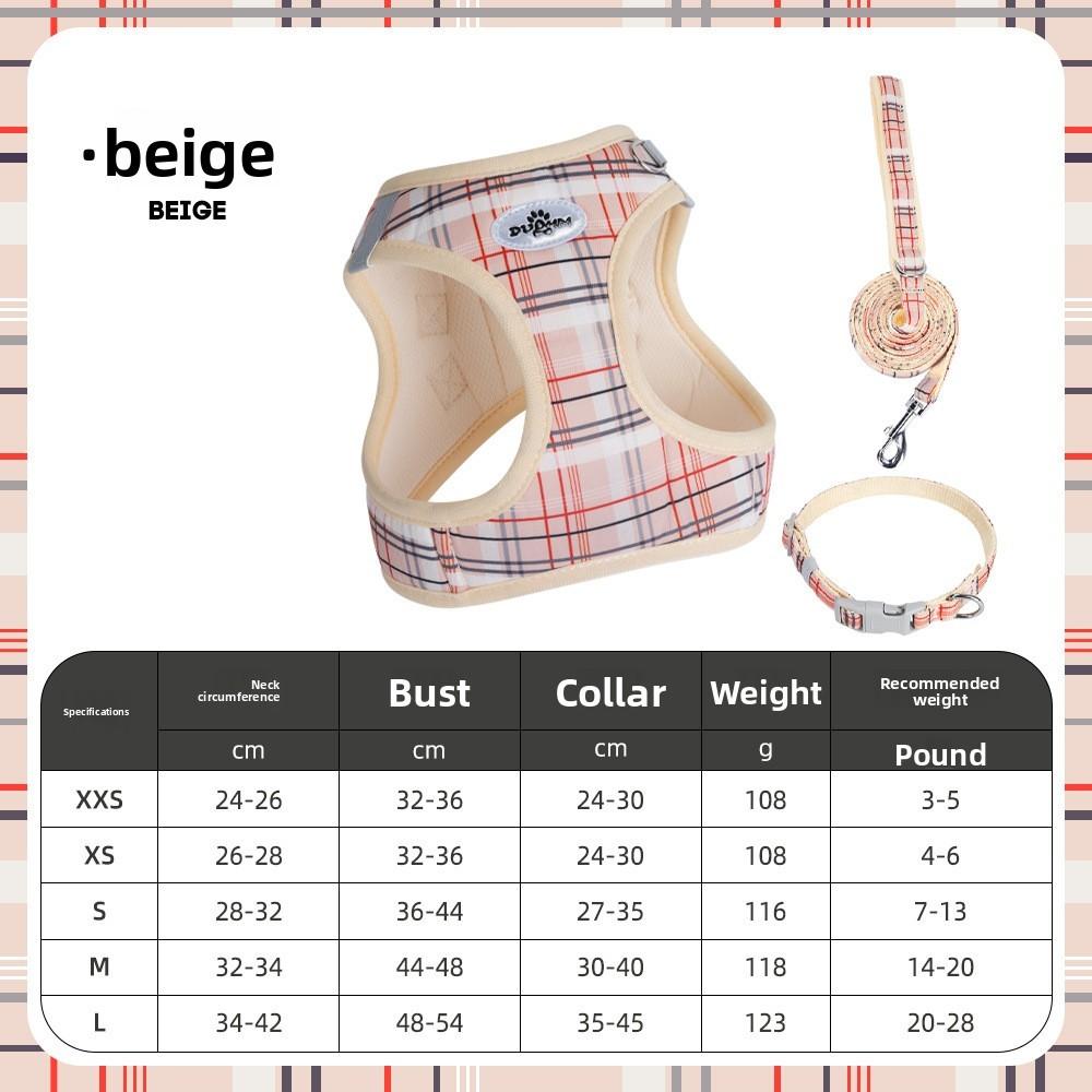 Dog Walking Harness Kit With Non Extendable Leash And Collar For Small Pets