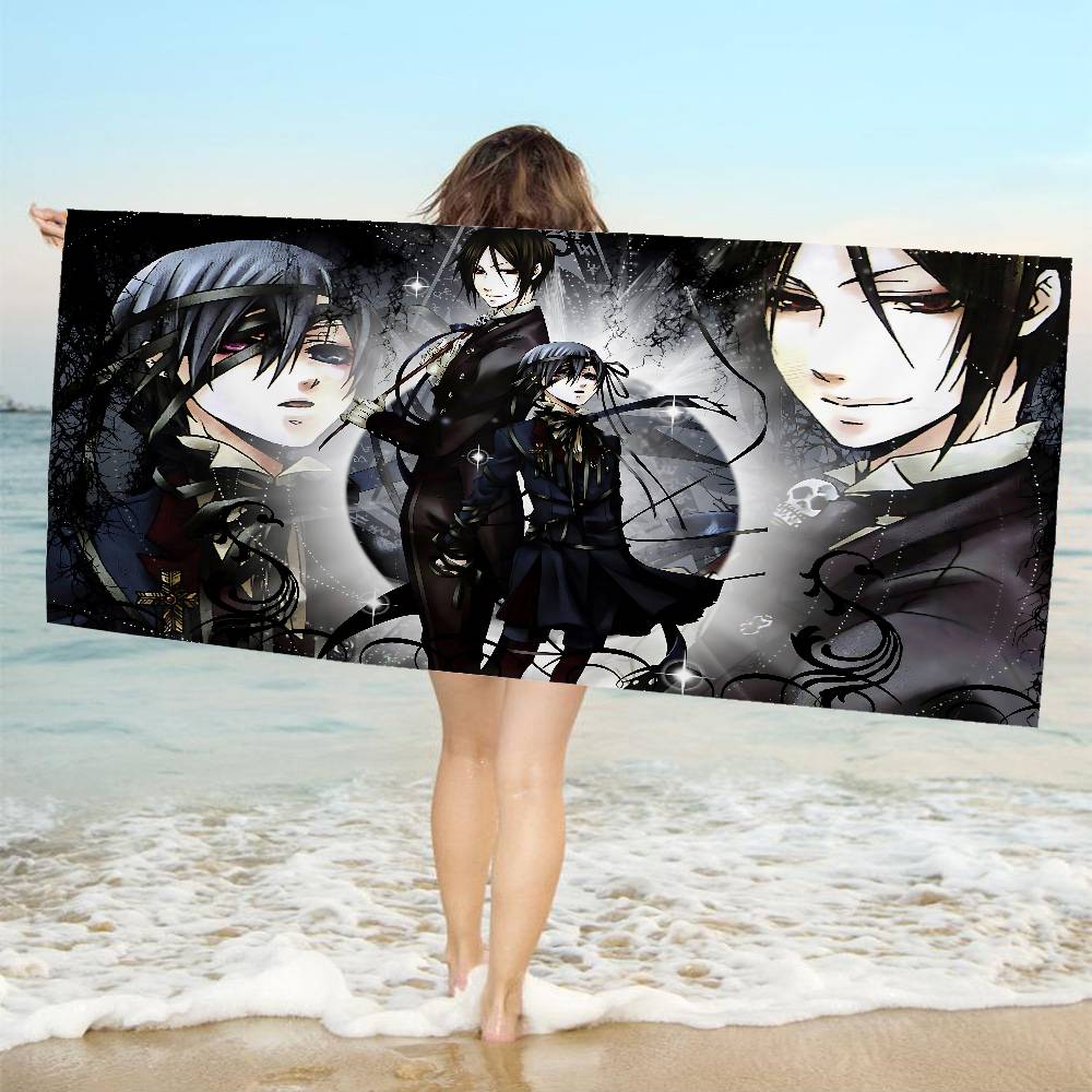 Manga Series Black Butlers Anime Beach Swimming Towel Soft Absorbent Washcloth Children's Gifts for Kids Travel Camping Gym