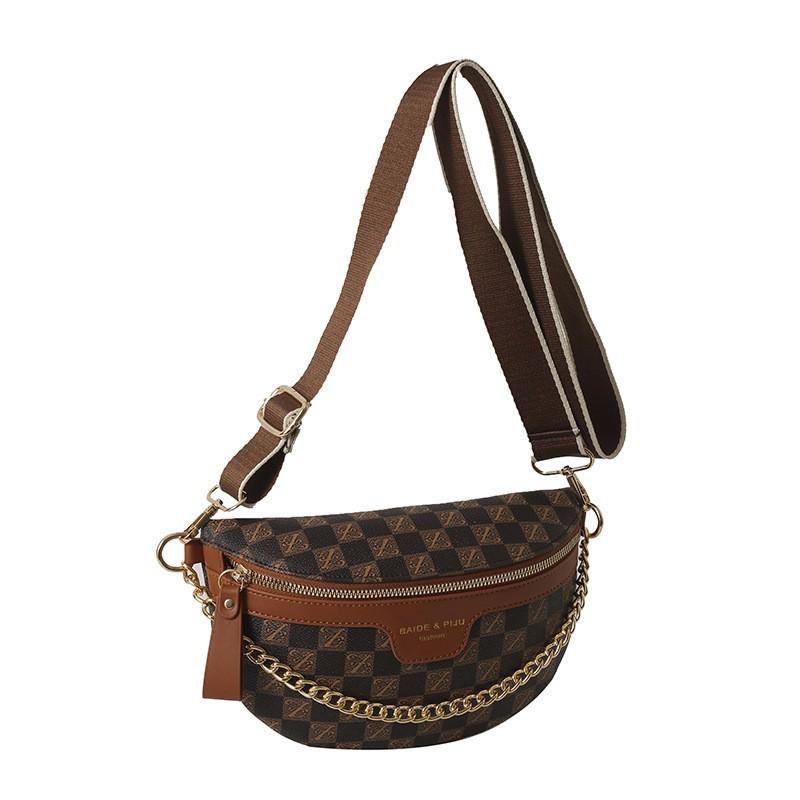 

2025 New Fashionable Casual Chest Bag Women s Waist All-match Ins Net Red Korean Single-shoulder Crossbody Small 25x16x7 коричневий