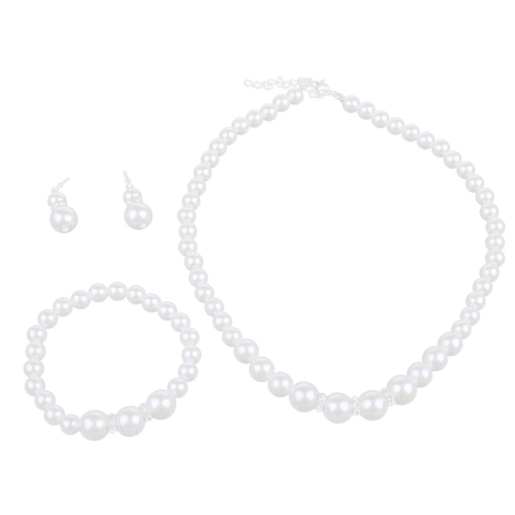 1 Set Beautiful Pearl Necklace Earrings Bracelet for Best Friend Wedding Party