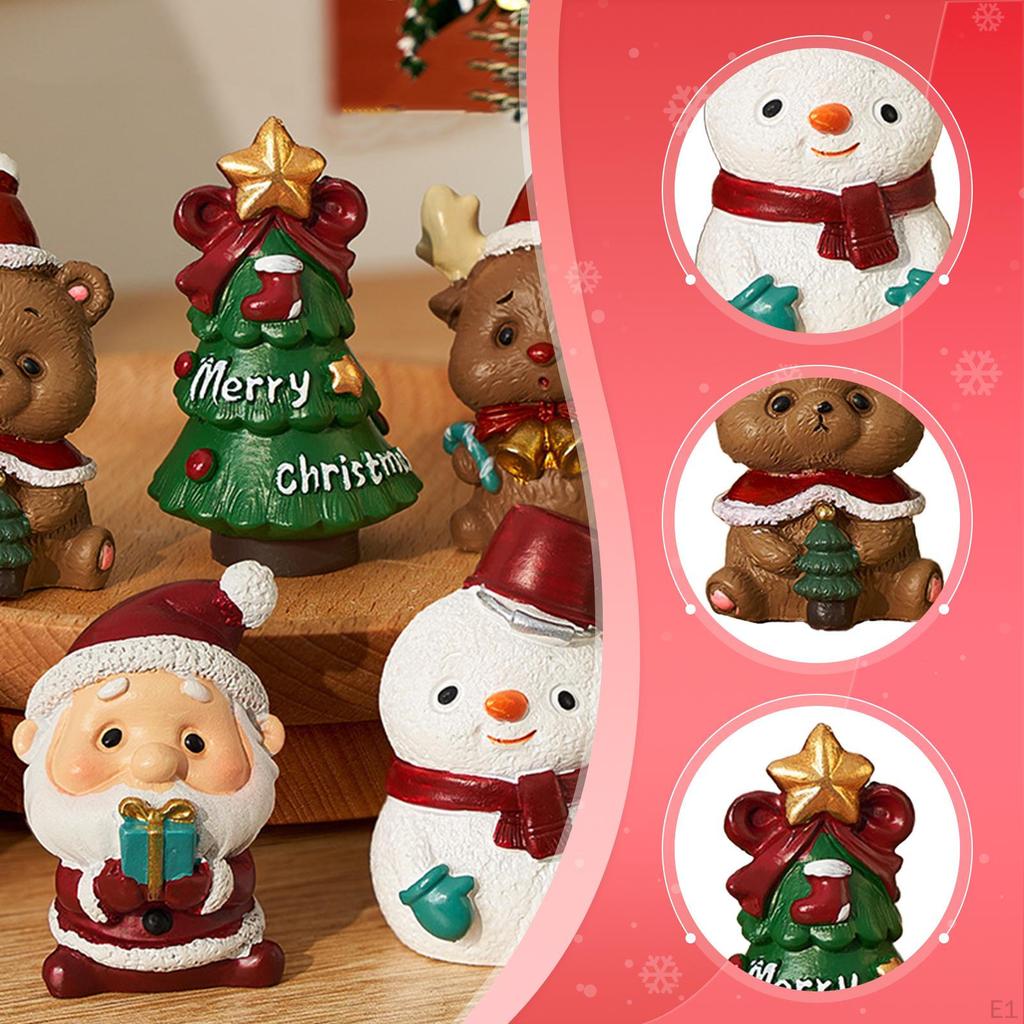 5x Christmas Mini Figurines Set Xmas Tabletop Ornament Collectible Centerpiece Sculptures