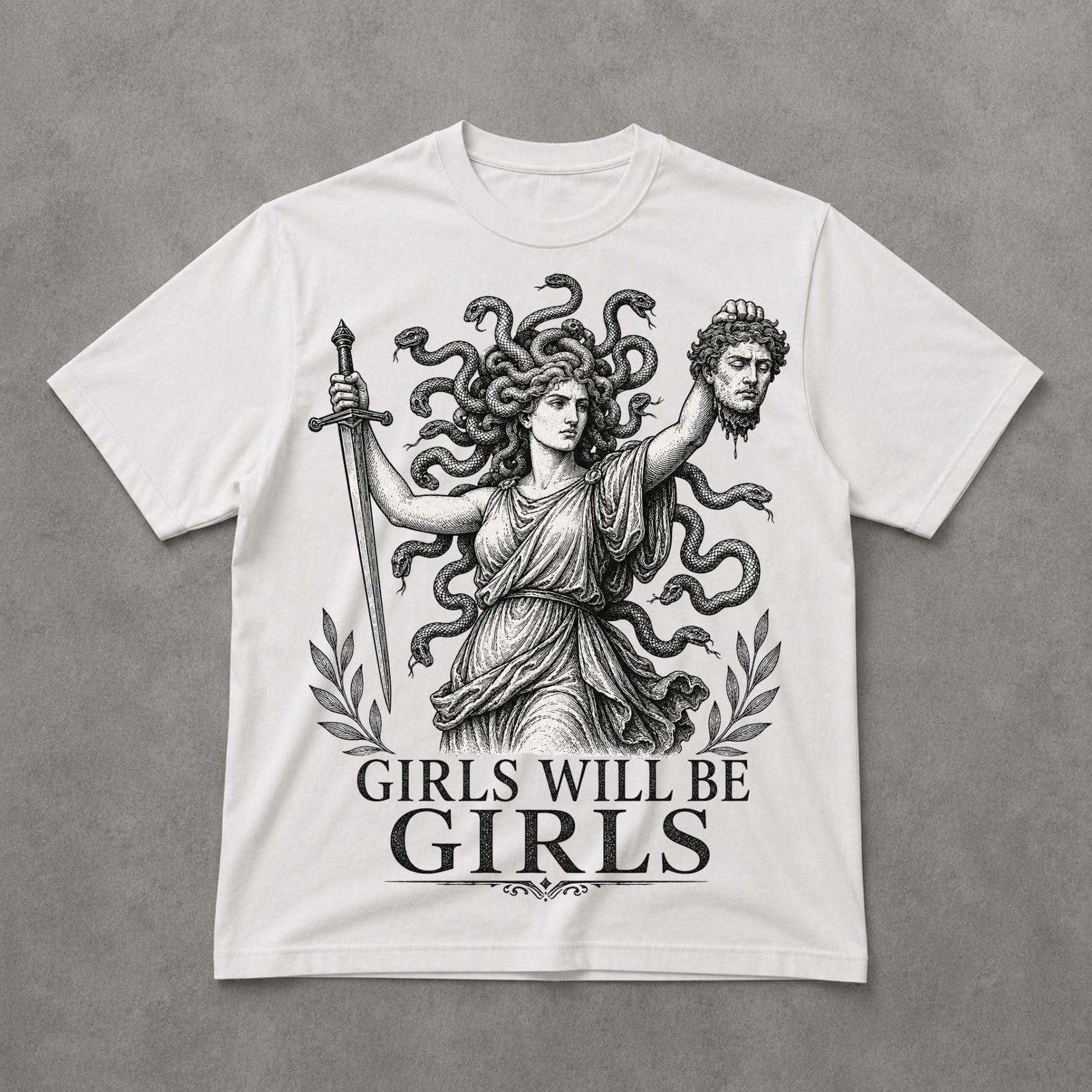 Girls Will Be Girls Medusa Shirt, Vintage Greek Mythology Snake Goddess Graphic Tee 3XL