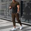 2024 Fashion Men Tshirt Suit Tracksuit 3D Printed Sportswear Short Sleeve T-shirt Long Pants Streetwear 2 Piece Set Male Clothes