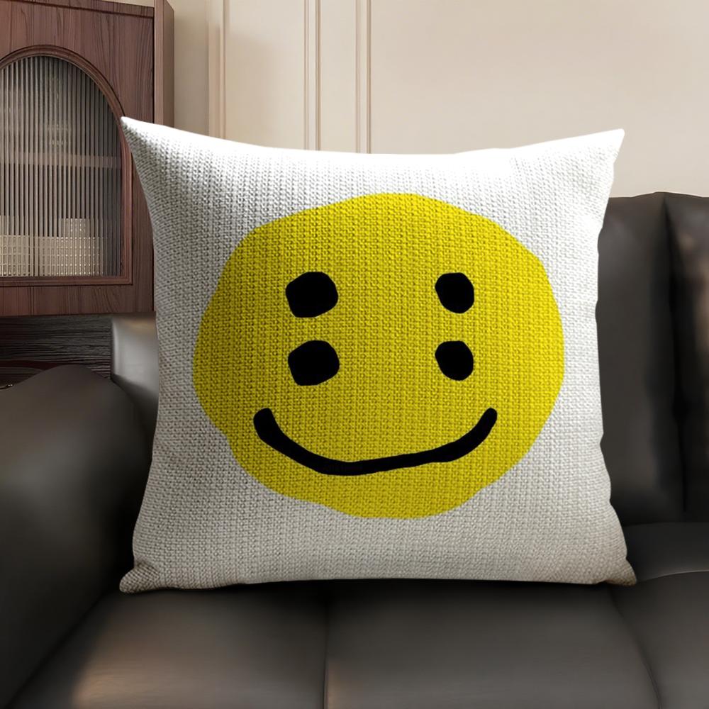 Luxury Smile C-Cpfm Cushion Cover Summer Breathable Linen Organic Fabric Double-Sided Printing Sofa Pillow Case Home Decor
