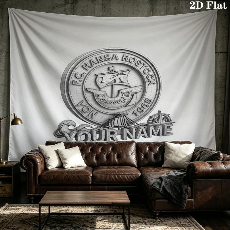 Benutzerdefinierte Name FC Hansa Rostock Gedruckte Wandteppich – Wandbehang für Schlafzimmer, Studentenwohnheime und Heimdekoration