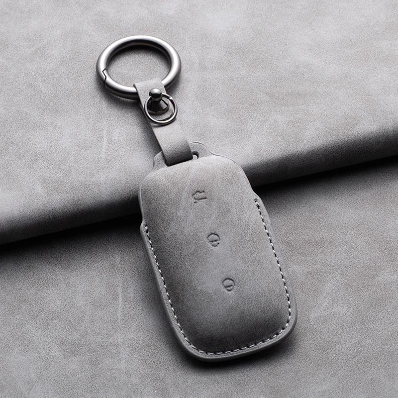Leather Car Remote Key Case Cover for Geely Galaxy L7 2023 L6 MAX 1.5T Plus AIR PRO Suede Car Key Fob Shell Keychain