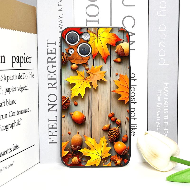Vintage Autumn Fall Maple Leaf Pattern Phone Case for iPhone 17 16 12 11 14 Plus 13 15 Pro Max 12 13 Mini X XS XR Soft Cover Y2K
