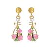 New Chinese style pipa earrings female, fashionable and elegant temperament retro diamond-set oil drip flower earrings