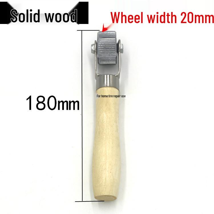 Tire Repair Tool with Wooden Handle and Wide Pressure Roller