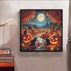 DIY Diamond Painting Canvas Pumpkin Night Cat Full Moon Pattern 5D Rhinestone Art Kit for Home Wall Decor Craft Hobby Set