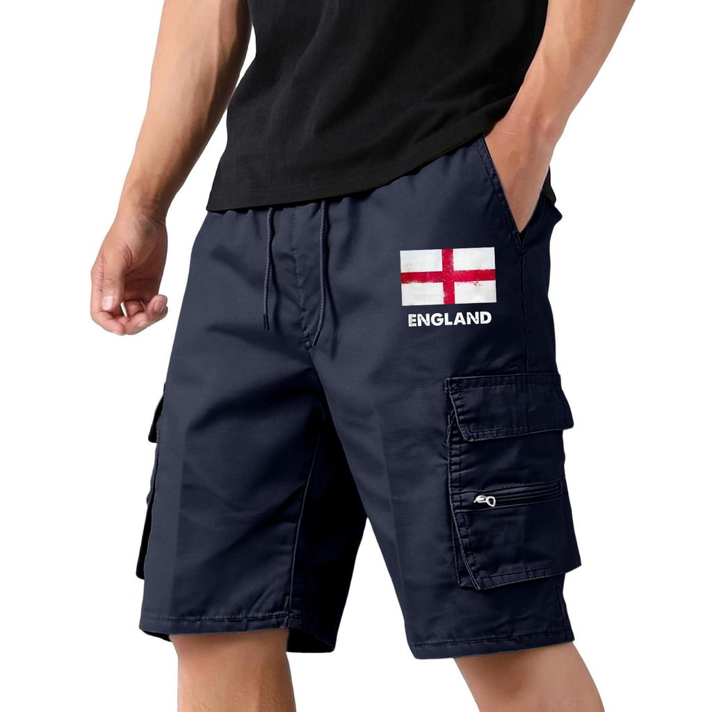 Men's Casual Flag Print Mid-Length Shorts Lightweight Breathable for Summer Sports and Daily Wear