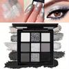 Smoky Eyeshadow Palette 9 Colors Dark Grey Smokey Makeup Palette  Matte Shimmer Glitter High Pigmented Eye Shadow for Halloween Music Festival