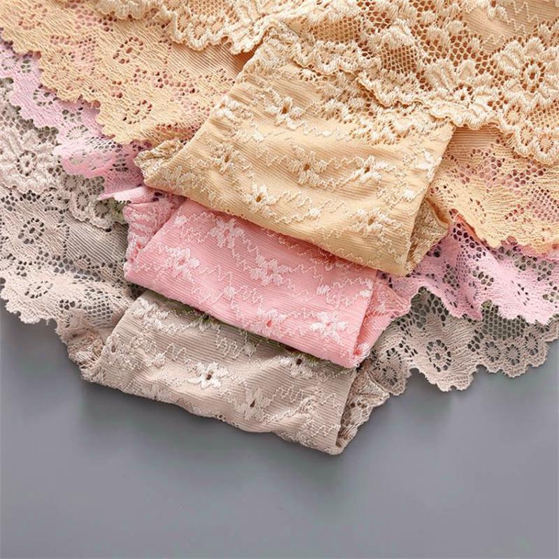 Women Sexy Lace Transparent Boxer Briefs Plus Size Panties Lingerie Underwear