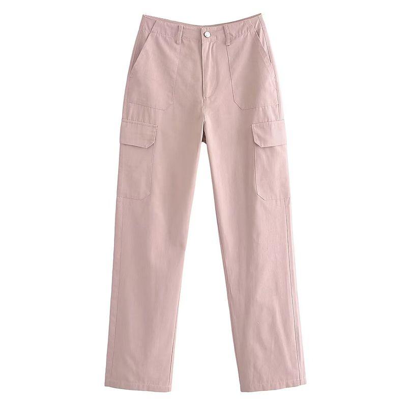 Kaslead Fashion Wind High Waist Straight Cargo Pants