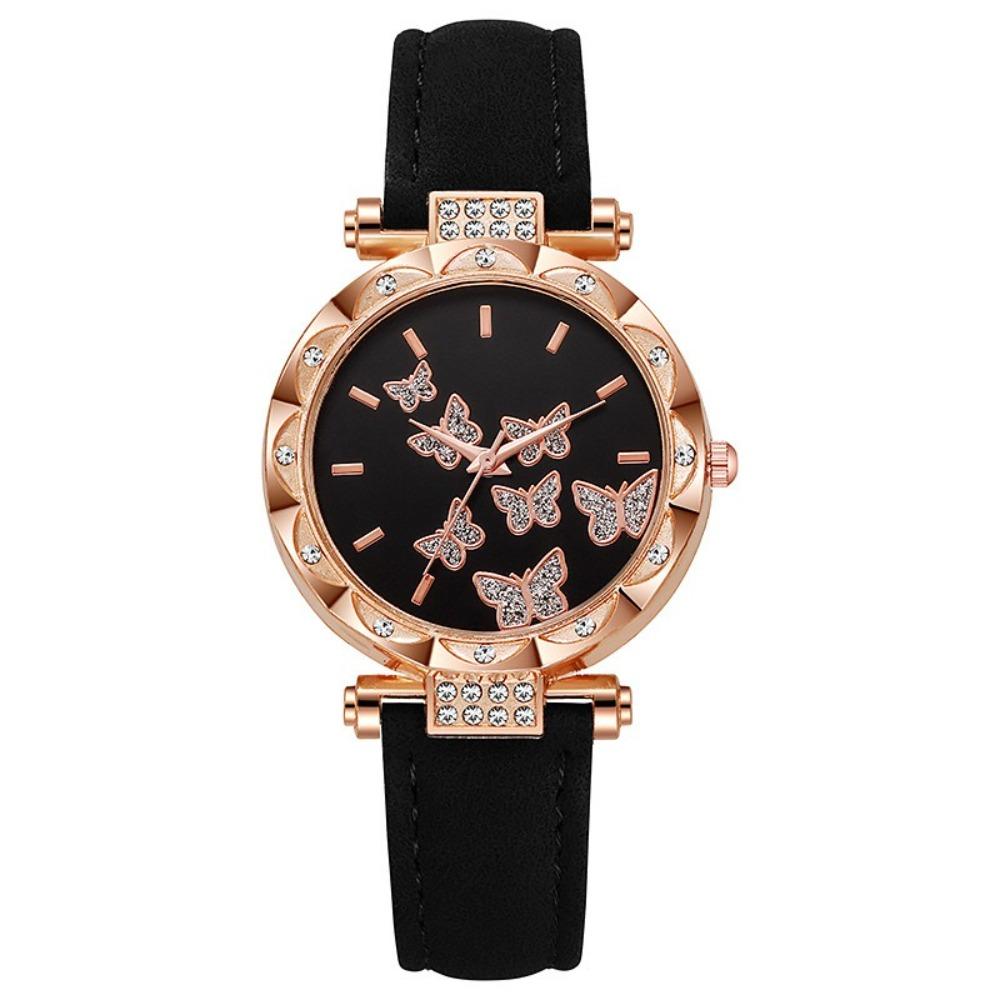 Butterfly Dial Quartz Watch Rhinestone Wristwatches Elegant Women Watches  Women