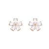 925 Silver Korean-Style Zircon Stud Earrings: Five-Petal Flower Design