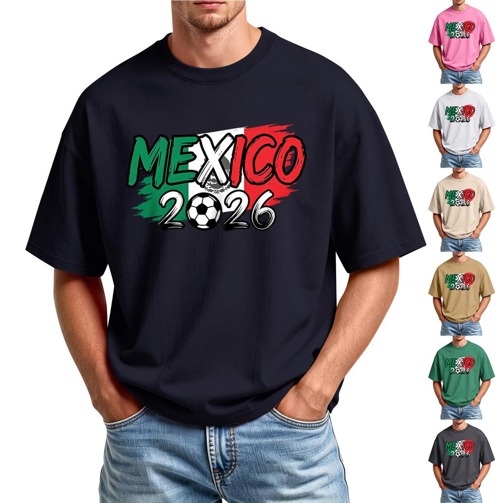 Men's Printed Round Neck T-Shirt Casual Sports Short-Sleeve Top