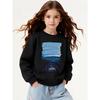 Girls' Soft Crewneck Sweatshirt, Blue Sea Sky Birds Pier Print Pattern with Cute Creative Print, Casual All-Match for Fall Winter