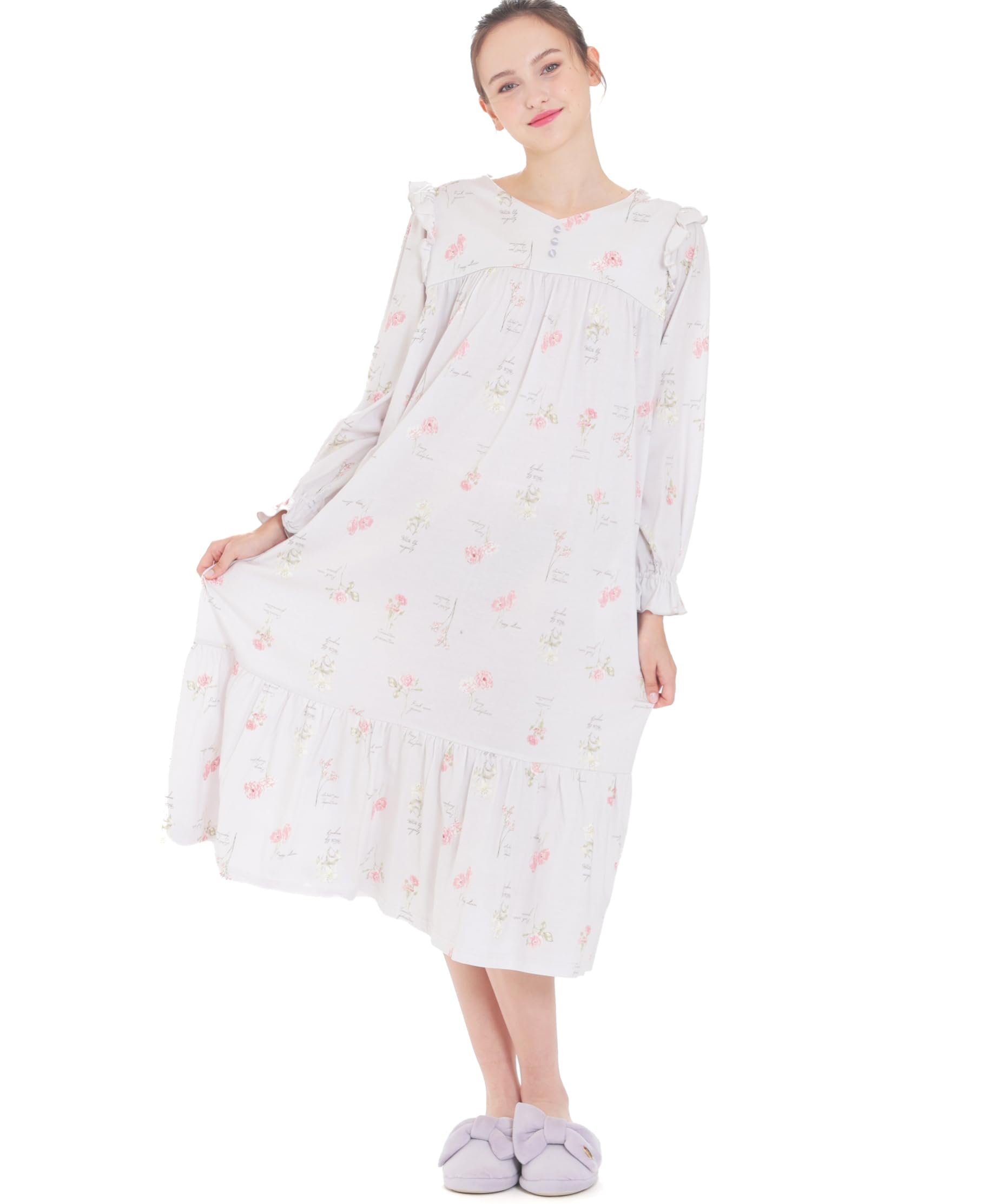 

Narue Jersey Spring Flower Relaxed Sizes Women s C/R Nightgown, Purple, M-L фиолетовый