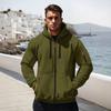 Yousheng Men Coat Long Sleeve Zipper Closure Hooded Sweatshirt with Large Pockets Solid Color Velvet Thickened Warm Outerwear