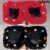 2 Pairs Square Furry Sunglasses with Rhinestones Women Fashion Oversized Winter Shades Trendy Chic Original Handmade Sun Glasses