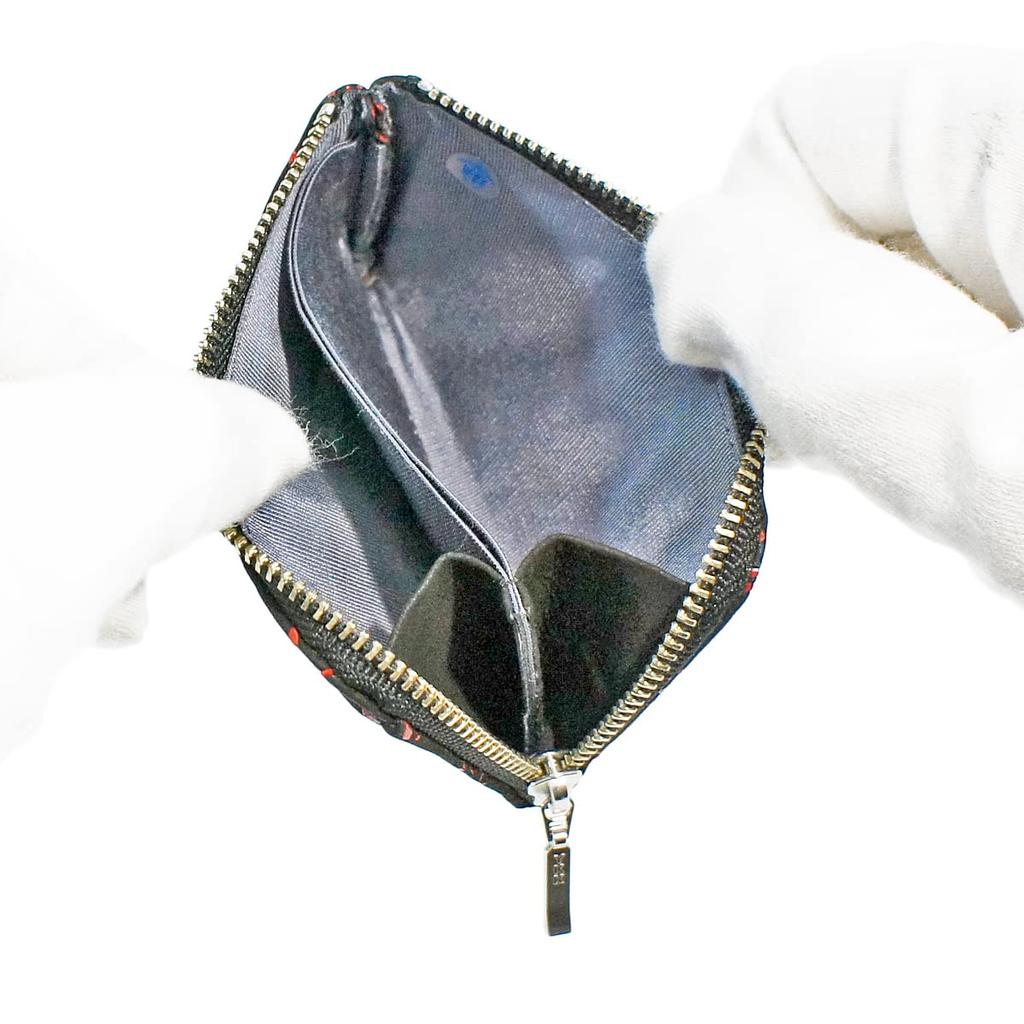 Indenya Inden Coin Purse F Coin Purse 05 Deerskin Black X Red Lacquer Dragonfly Pattern 1005-21-008