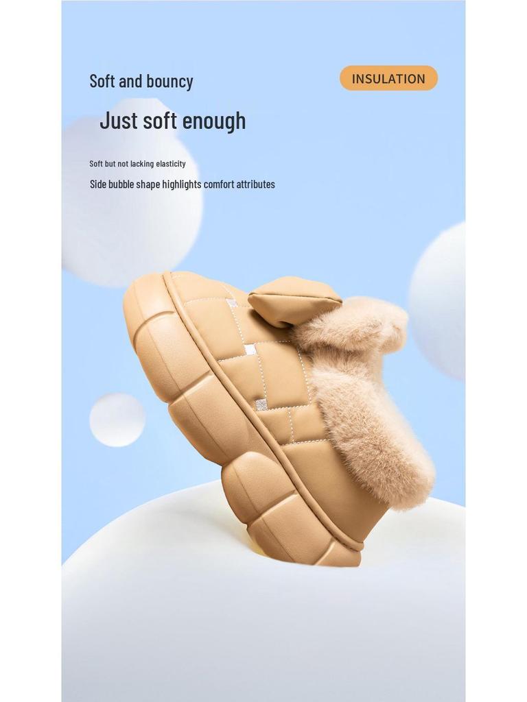 Women's Waterproof Bow Fashion Cotton Shoes - Non-Slip, Thick Sole, Plus Velvet, Autumn/Winter Warmth