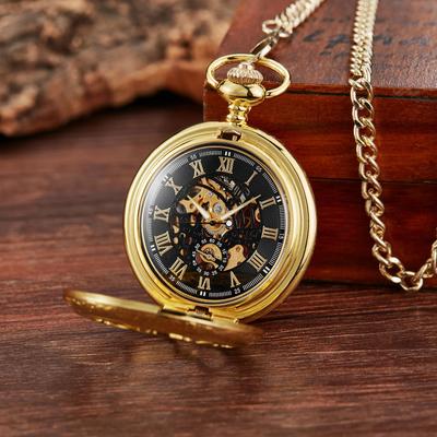 Retro Classic Mechanical Pocket Watch Luminous Petals Hollowed Out Flip Cover Manual Winding Men Women Mechanical Pocket Watch