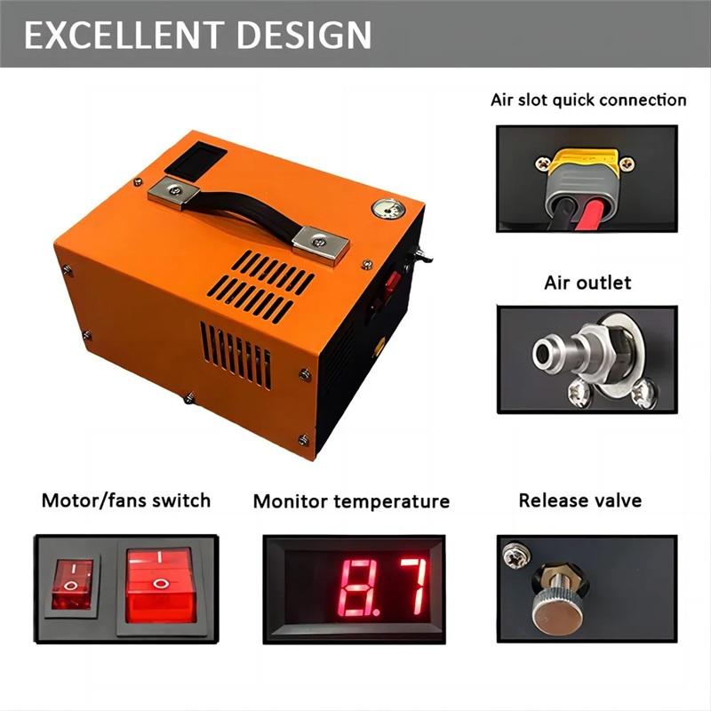 12V Electric High Pressure Air Pump 30mpa Compressed Air Pump Submersible Breathing Pump 4500psi