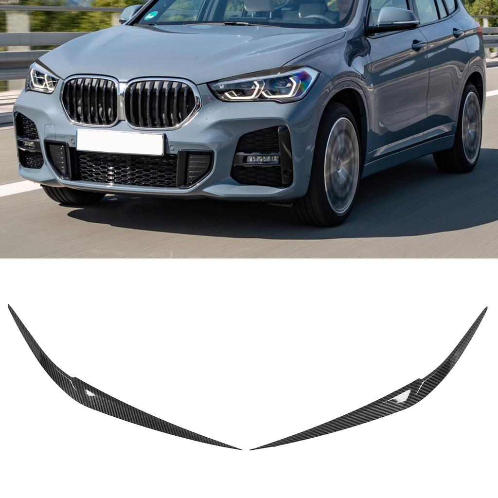 Pair Car Hdlight Eyebrows Front Left Right Trim Exterior Decoration Replacement for X1 F48 2015+(Carbon     )