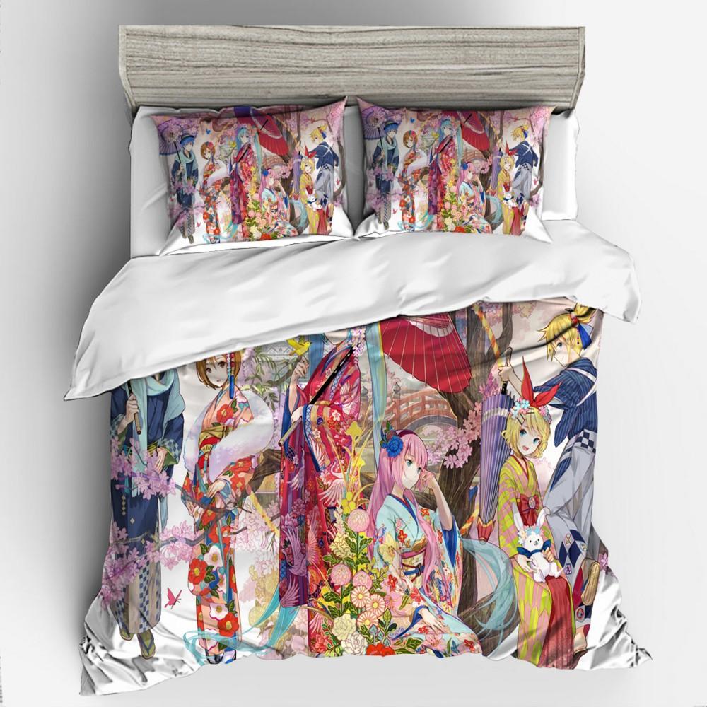 3D Digital Printing Animation Series Hatsune Quilt Cover Three-Piece Set Thickened