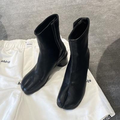 Cowhide Version Niche Leather Split-toed Women's Shoes Thin Boots Thick Heel Medium Tube Martin Boots Women's Chelsea Short Boots