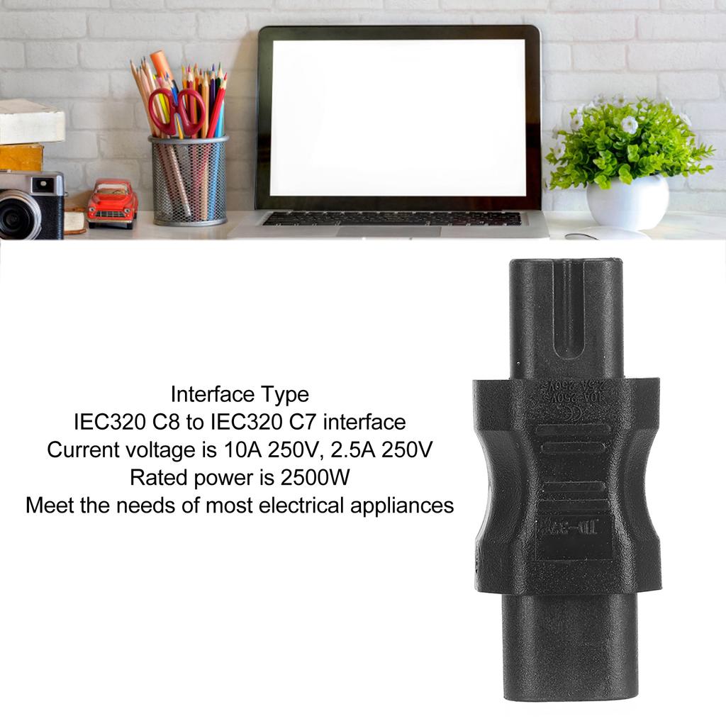 5pcs IEC320 C8 to IEC320 C7 Converter Connector 2 Pin 2500W Power Adapter for Laptop