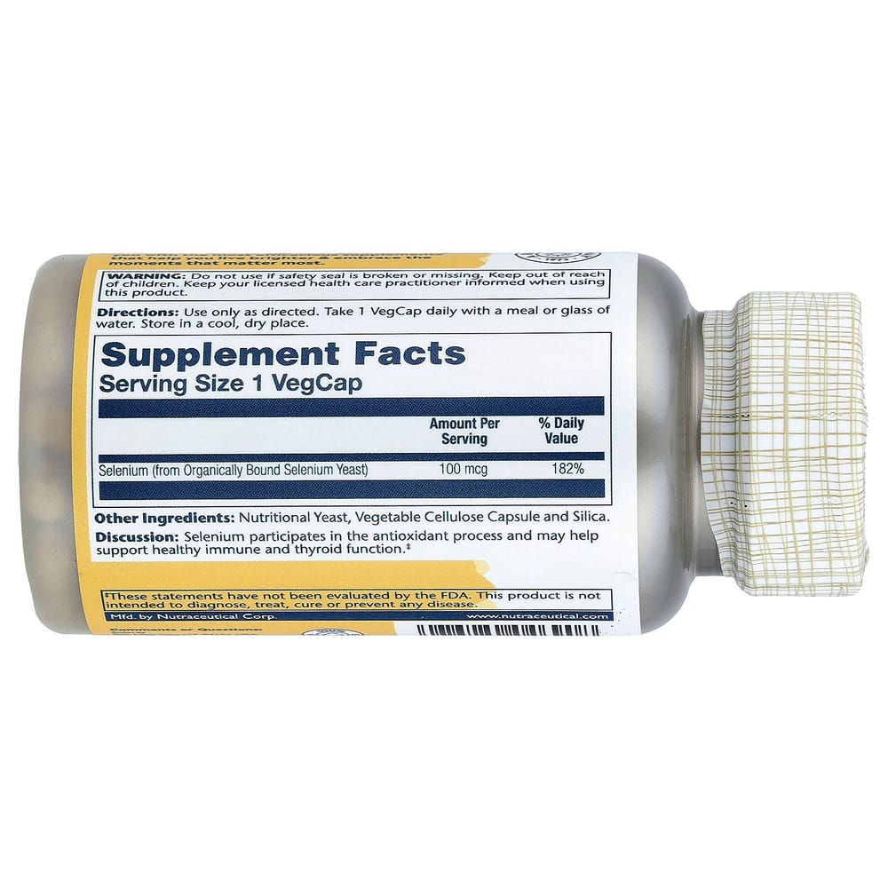 Solaray Selenium 100mcg Veg Capsules, 100 Count