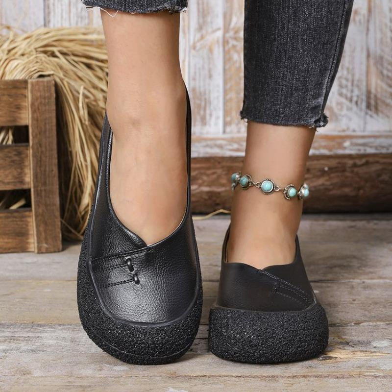 Fashion Top-Grain Soft Leather & Soft Sole, Anti-Slip & Wear-Resistant, Comfortable Flat Shallow Mouth Retro Casual Shoes