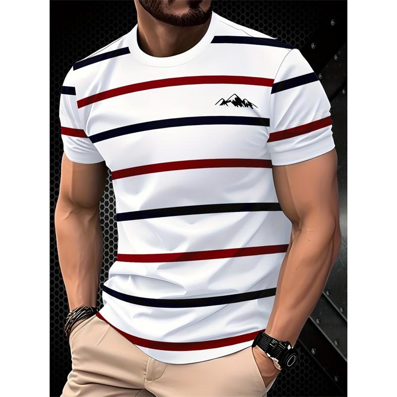 Simple and stylish striped pattern men's T-shirt