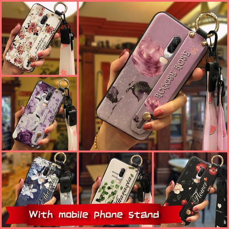 Fashion Design Dirt-resistant Phone Case For OnePlus 6/1+6 Kickstand Protective Silicone Anti-dust Ring Durable Flower