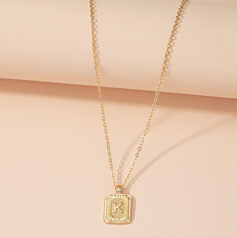 Square Brand 26 English Letter Necklace Hip-hop Necklace Ins Style Female European and American Design Sense Clavicle Chain