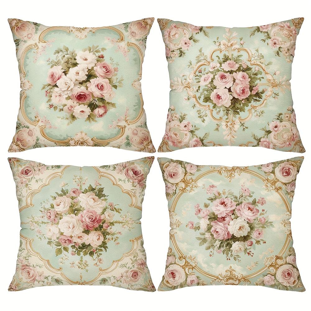 1/4pcs Floral Patterned Pillowcases with Vintage Design Sofa cushion cover home bedroom room decoration