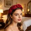 Hair Hoop 3D Rose Flower Decor High Elasticity Wide Headband Women Versatile Headband Daily Party Outing Hair Accessories