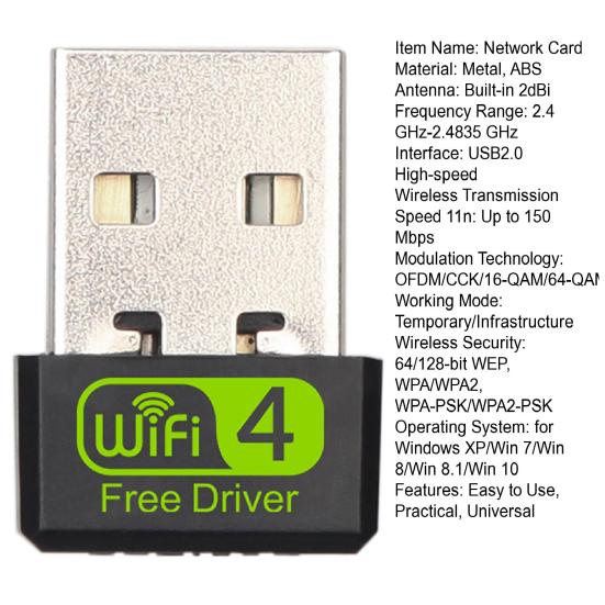 USB Wi-Fi Bezdrátová síťová karta Rychlé Zabezpečené Připojení 150Mbps Vysoká Rychlost Instalace bez CD Adaptér s ovladači Síťová karta